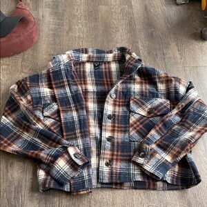 Windsor Navy, Rust & Cream Plaid Button-Front Jacket